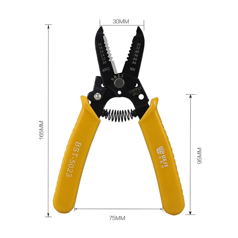 Wire stripper stripping pliers wire stripping pliers mini wire stripper multifunctional pliers multifunctional tools wire pliers BST-5023 multi-functional precision fiber cable wire stripper 20-30 AWG copper cable hardened steel wire stripper plier tools