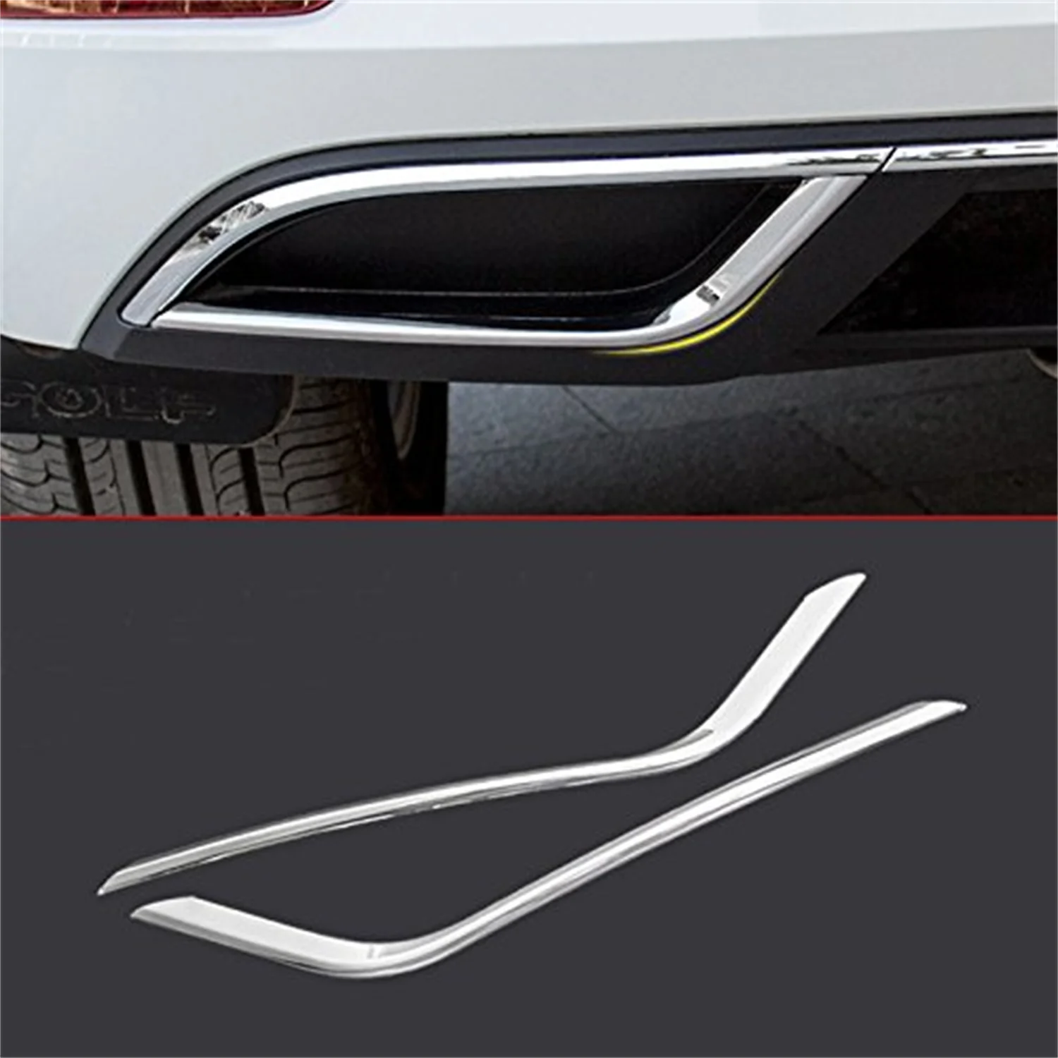 

for VW Volkswagen Golf 7 MK7 5-Door Hatchback 2018-2020 Steel Chrome Rear Exhaust Muffler Strip Decor Trim 2PCS Car Accessories