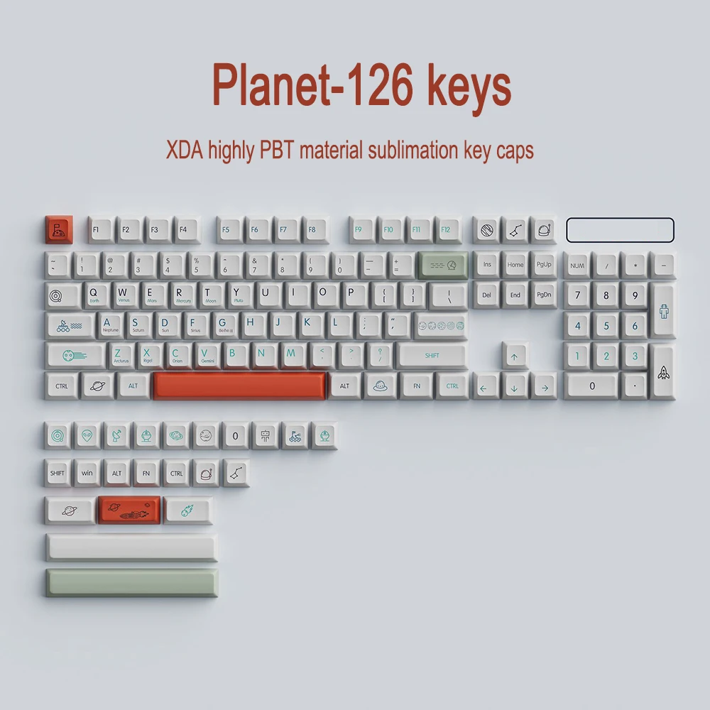 

XDA 126 Keys PBT Keycaps Dye Sub Planet Theme Keycap For Cherry Mx Switch GMMK Pro Mechanical Keyboard 61 64 68 82 89 98 104 108