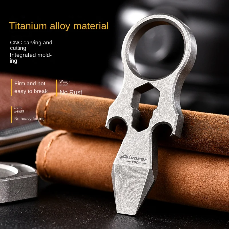Titaniu EDC Pry Bar Ini Pocket Pry Bar Crowbar EDC Tool Bottle Opener EDC Gear For En With - View #3