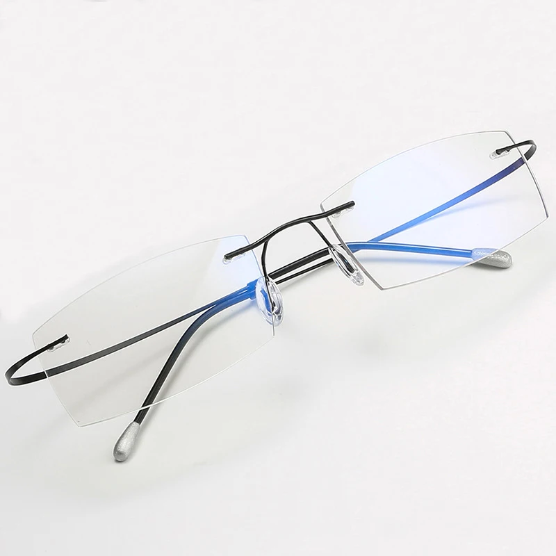 

Man Rimless Reading Glasses Women Blue Light Blocking Read Glasses HD Lenses Presbyopic Eyewear Half Frame Presbyopia Eyeglasses