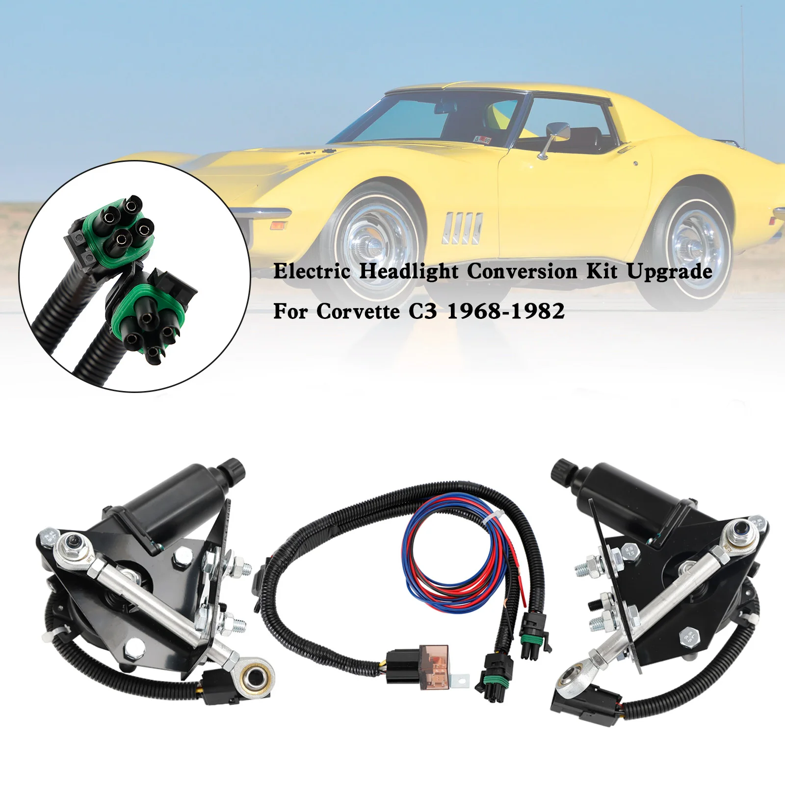 Areyourshop Kit Di Conversione Fari Elettrici Aggiornamento Per Corvette C3 1968-1982