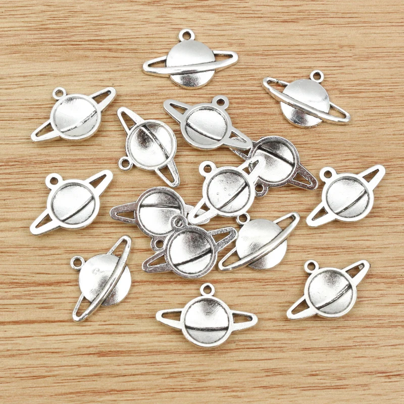 20pcs 20x13mm Saturn Charms Saturn Planet Spark Tibetan Silver Color Pendants Antique Jewelry Making DIY Handmade Craft Pendant