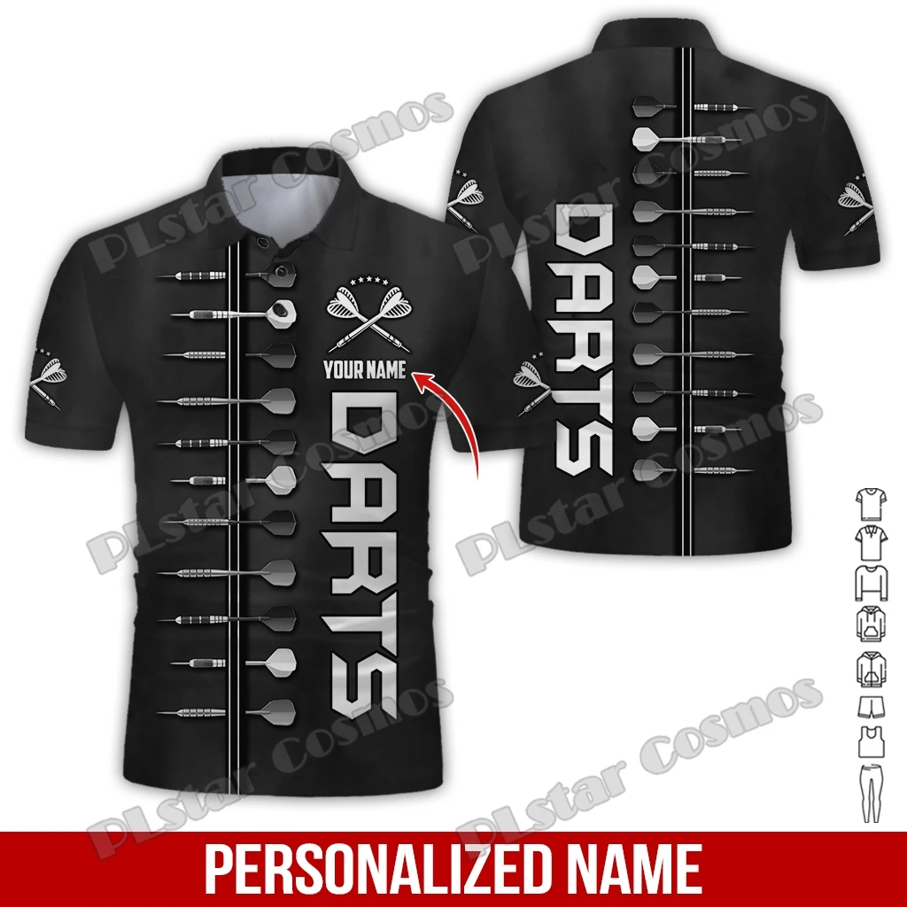 

PLstar Cosmos Custom With Name Darts 3D All Over Printed Premium Men's Polo Shirt Summer Street Casual Short sleeve shirt WK63