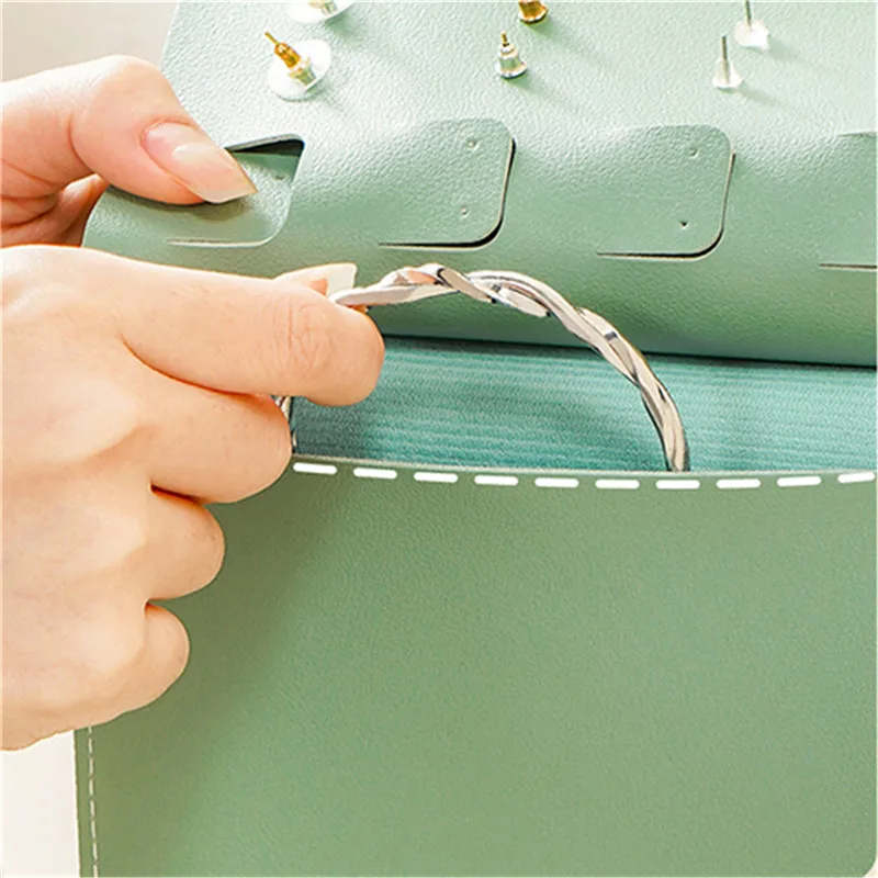 Travel Jewelry Organizer | 1PC PU Leather Ear Stud Storage Bag, Multi-Layer Jewelry Org... - SKU PESB1858 - UGI Packaging