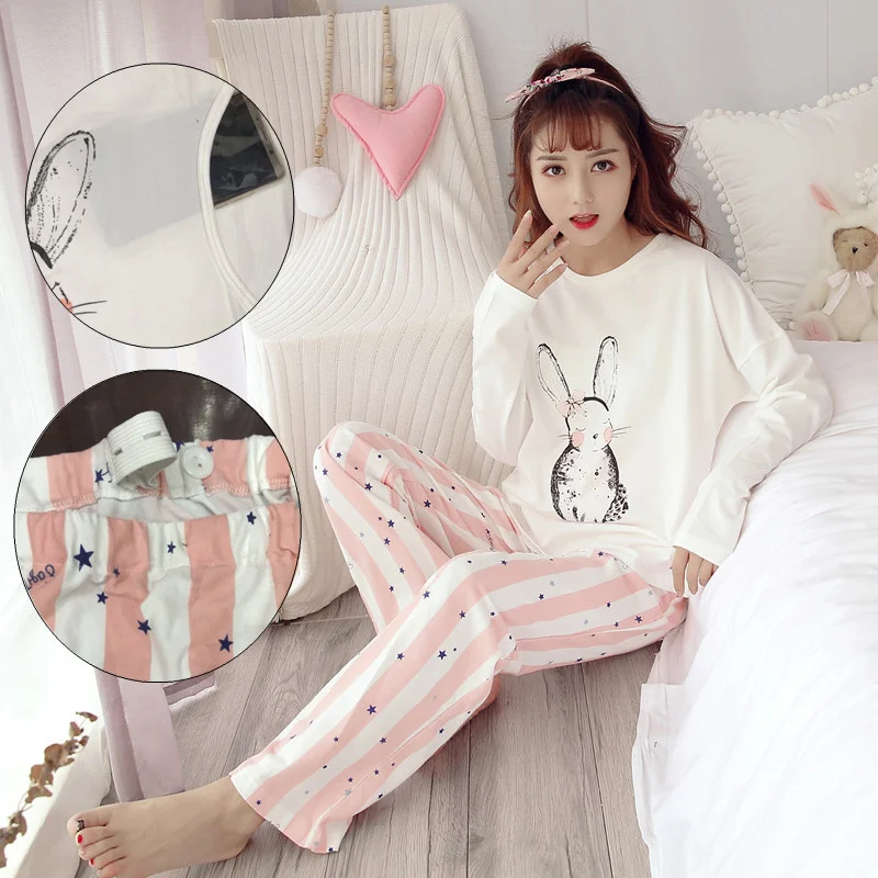 

New Autumn Pregnant Pajamas Set Long Sleeve Nursing Pyjama Homewear Long Sleeve Breastfeeding Clothes Maternity Pijama Outfit