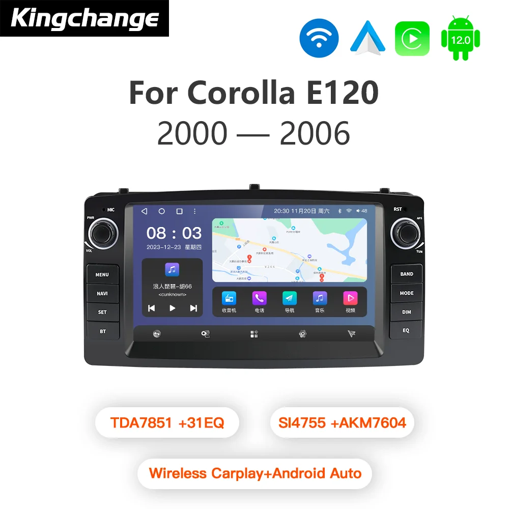 

Kingchange 7 дюймов Android автомобильный мультимедийный стерео плеер Радио Видео Carplay для Toyota Corolla Altis E120 2000-2006 F3 2003-2020 GPS