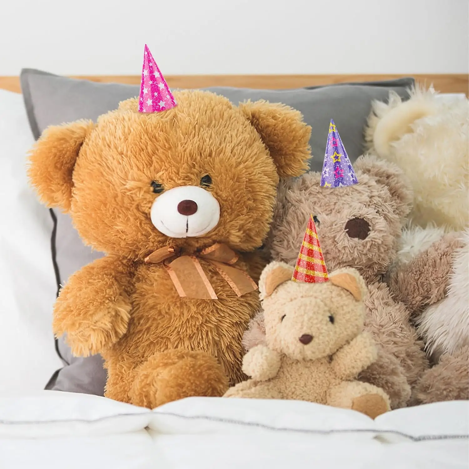 10 Pcs Glitter Mini Birthday Party Hats Multicolor Paper Cone Hats for Kids Girls Pets Stuffed Animals Birthday Holiday