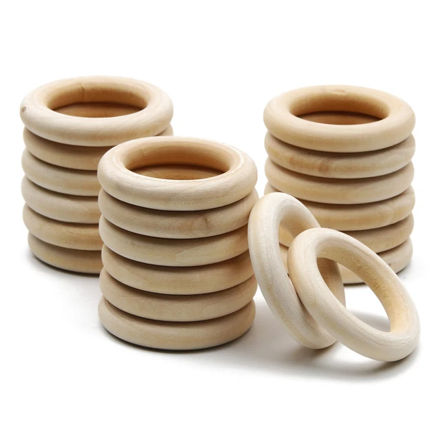 Unfinished Solid Natural Wooden Teething Ring Wood Circle Rings