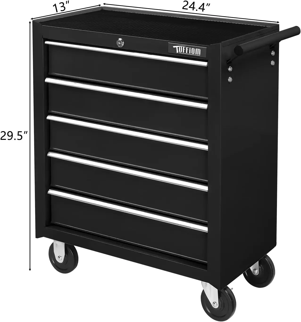 5-Drawer Rolling Tool Chest w/Lock & Key, Tool Storage Cabinet with Wheels, Top Cushion & Drawer Liners, Tool Organizer 3