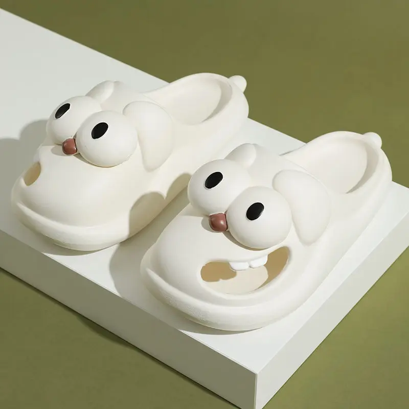 Women'S Cartoon Slippers Summer Beach Cloud Big Eyes Dog Kawaii Slides Sandals Funny Flip Flops Indoor Outdoor Soft Non Slip