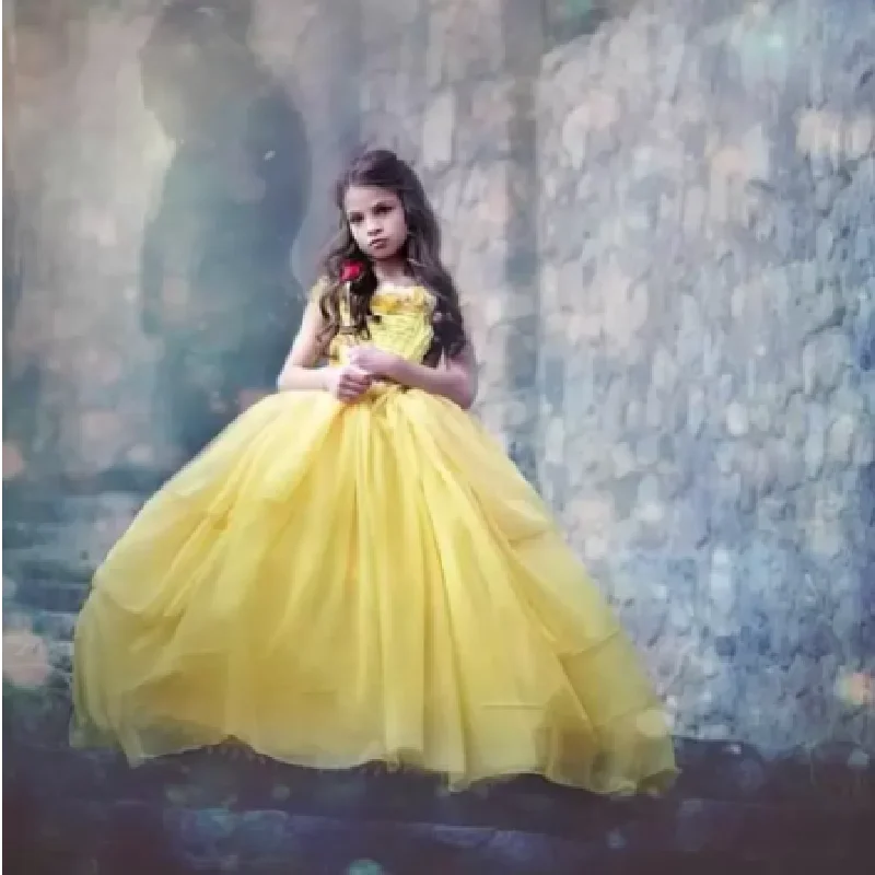 

Flower Girls Dresses Wedding Party Dress Ground Length Lovely Children's First Communion Princess Tulle Ball Gown