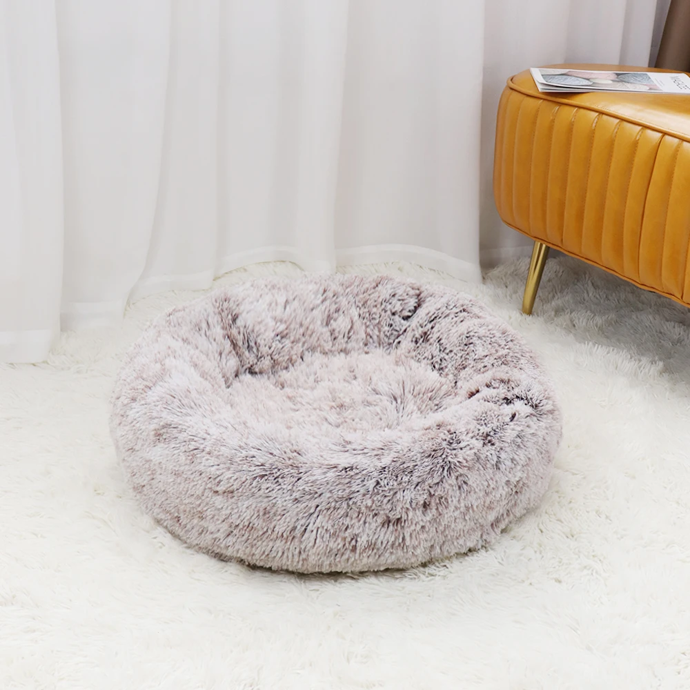 Lit en peluche pour animaux de compagnie lit en peluche grande taille lavable calme lit donuts