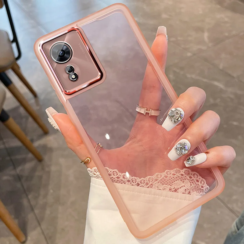 Étui Transparent à cadre mat pour caméra OPPO A78 A77 A57S A17 A54S A53 A16 A72 A77S A92 A96 A55 A54 4G A15 FindX3Lite_voghion.com