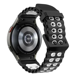 Dynamic Two-Tone Silicone Strap in Marine Blue for Galaxy Watch 7 6 5 4 (Black White)