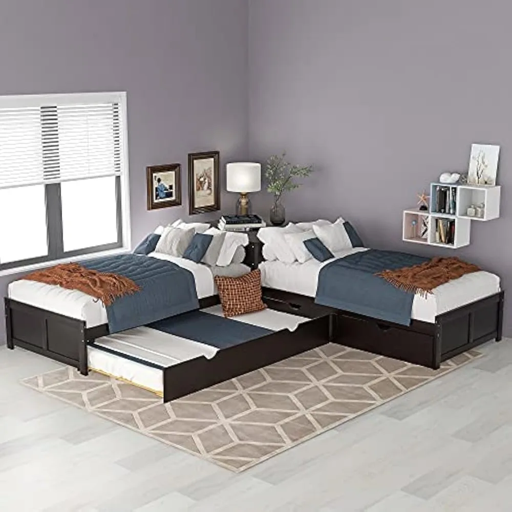 L-Shaped Twin Platform Bed 1
