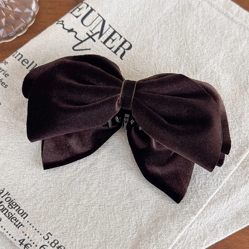 Bananenclip aus Samt mit Schleife, hohe Pferdeschwanz-Haarspange, gerade Haarspange, gedrehte Clip, süßes Haar-Accessoire – Detail 10