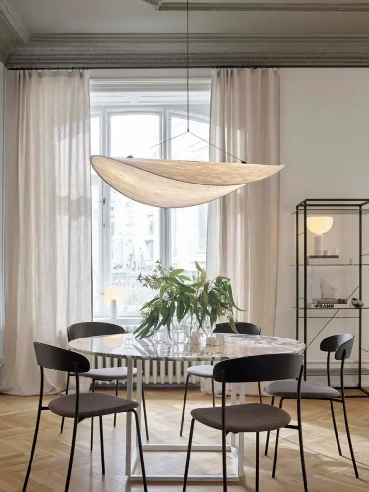 Nordic Wabi Sabi Pendant Lamp for Bedroom Living Dining Home Decoration Designer Scandinavian White Led Hanging Chandelier Light 5