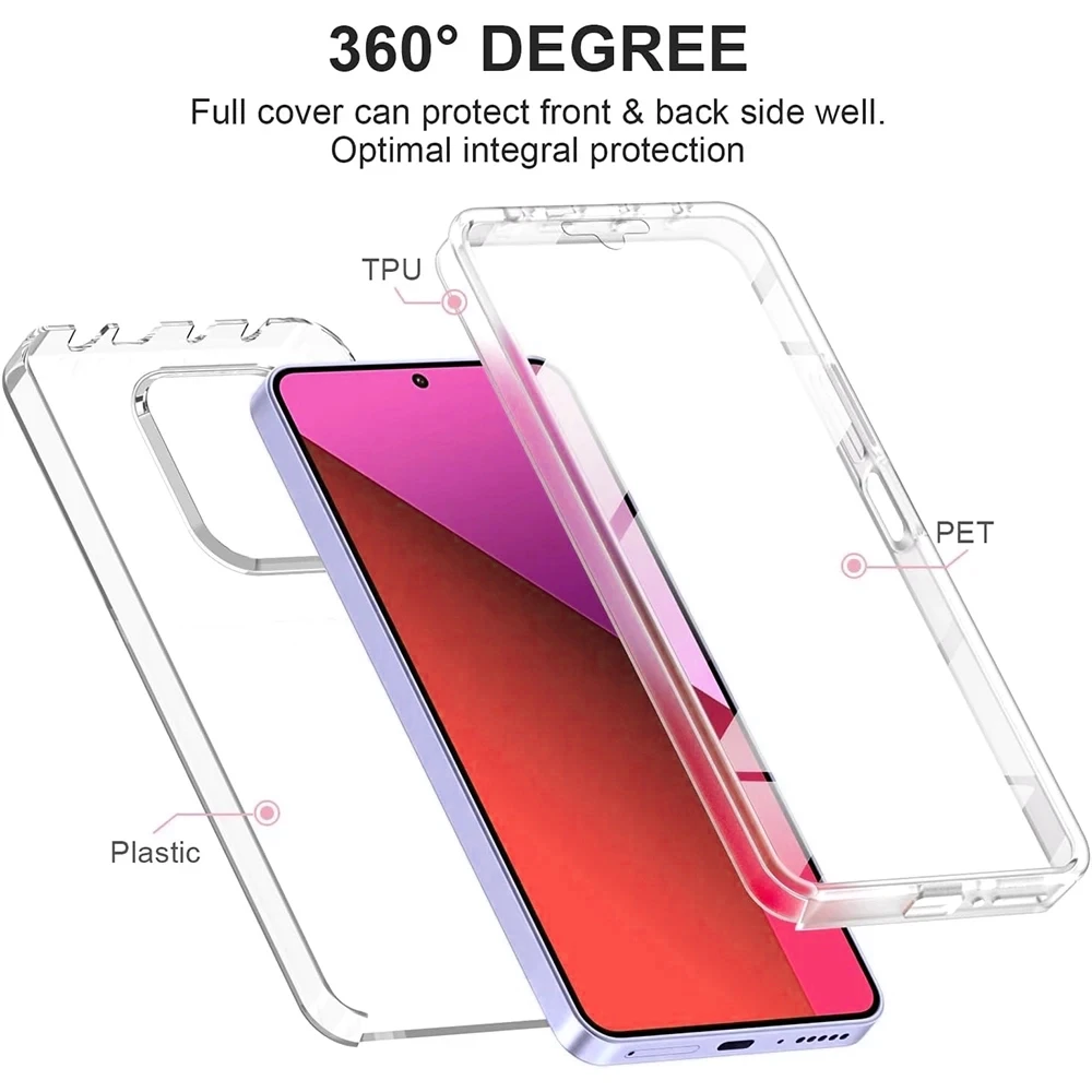 Ultimate 360 Full Body Shockproof Hybrid Case - Enhanced Protection with Clear Silicone and Hard PC Shell