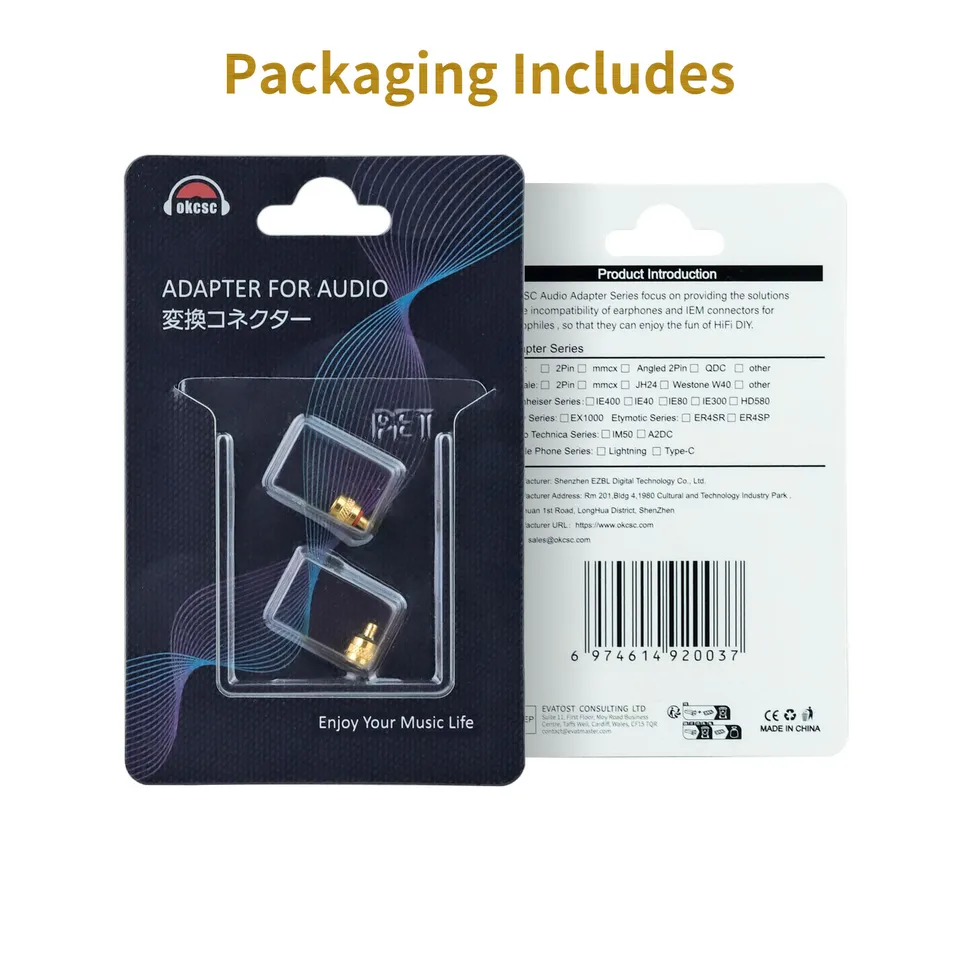 Okcsc-westone LINum baxイヤホンコネクタ、t2オスからmmcxメス