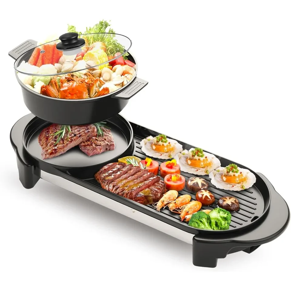 2200W Removable Hotpot and Grill Skillet Pan