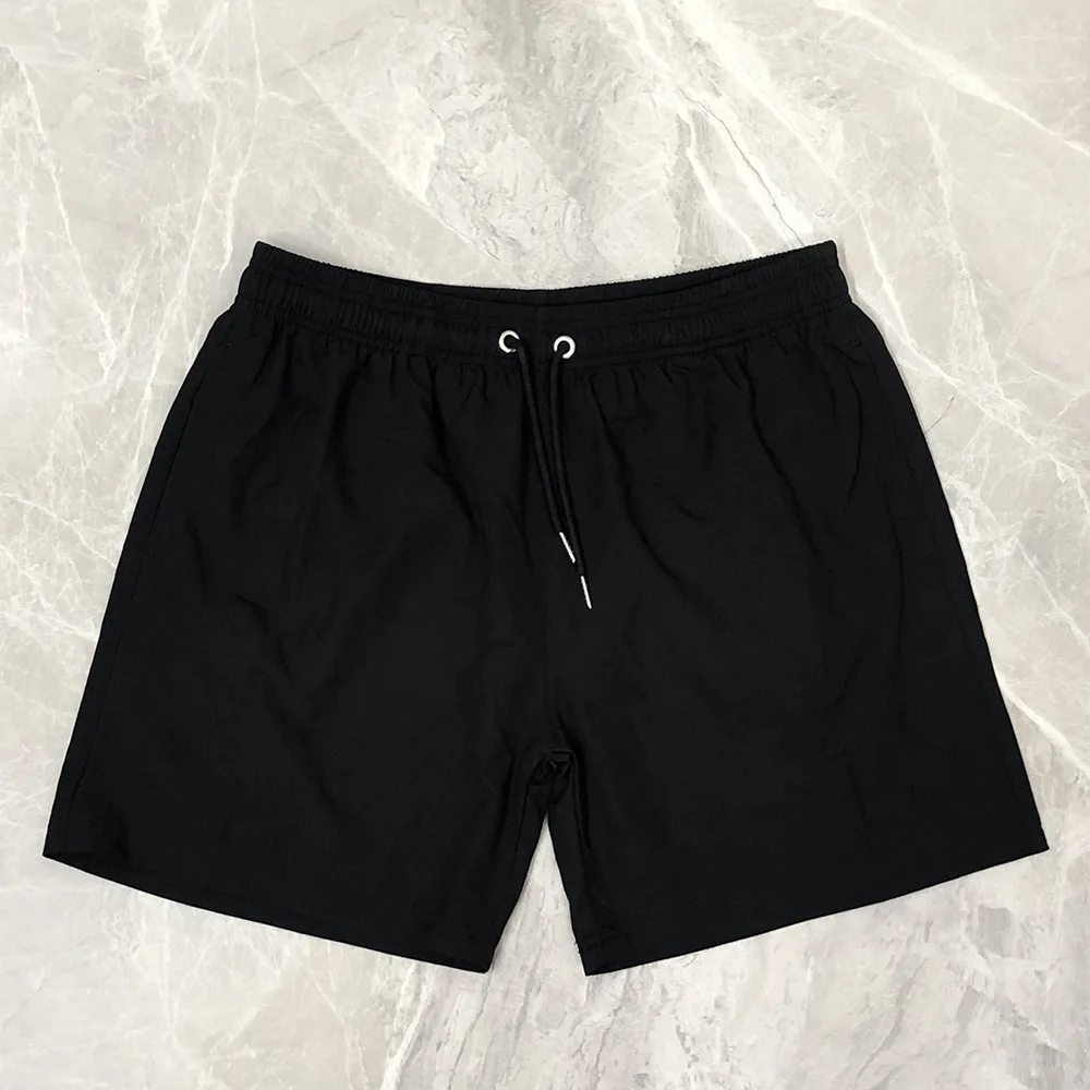 Men's Surf Short Pants Elastic Quick-drying Beach Pants Leisure Solid Color White Black Summer Sport Swimming Drift Wear