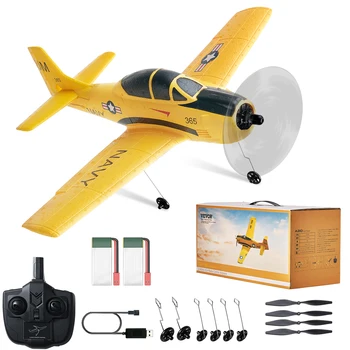 VEVOR RC Aereo, 2,4 GHz Aereo Telecomandato, 4 Canali con 6-Asse Giroscopico Stabilizzatore, Pronto a Volare Allenatore Aereo Giocattolo 2 Batterie, Facile Volare RC Aliante per Adulti Bambini Ragazzi