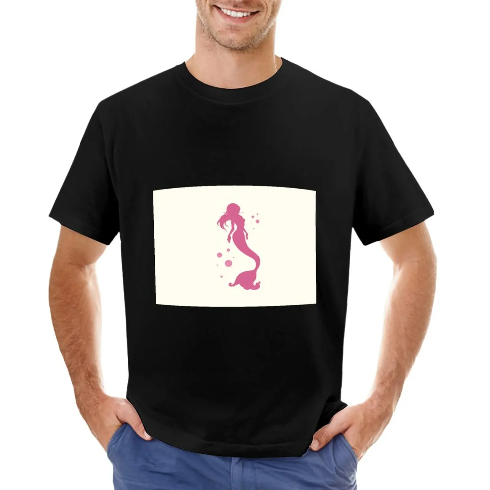 

flat design mermaid silhouette illustration, silhouette of a girl T-Shirt T-shirt for a boy Men's t-shirt