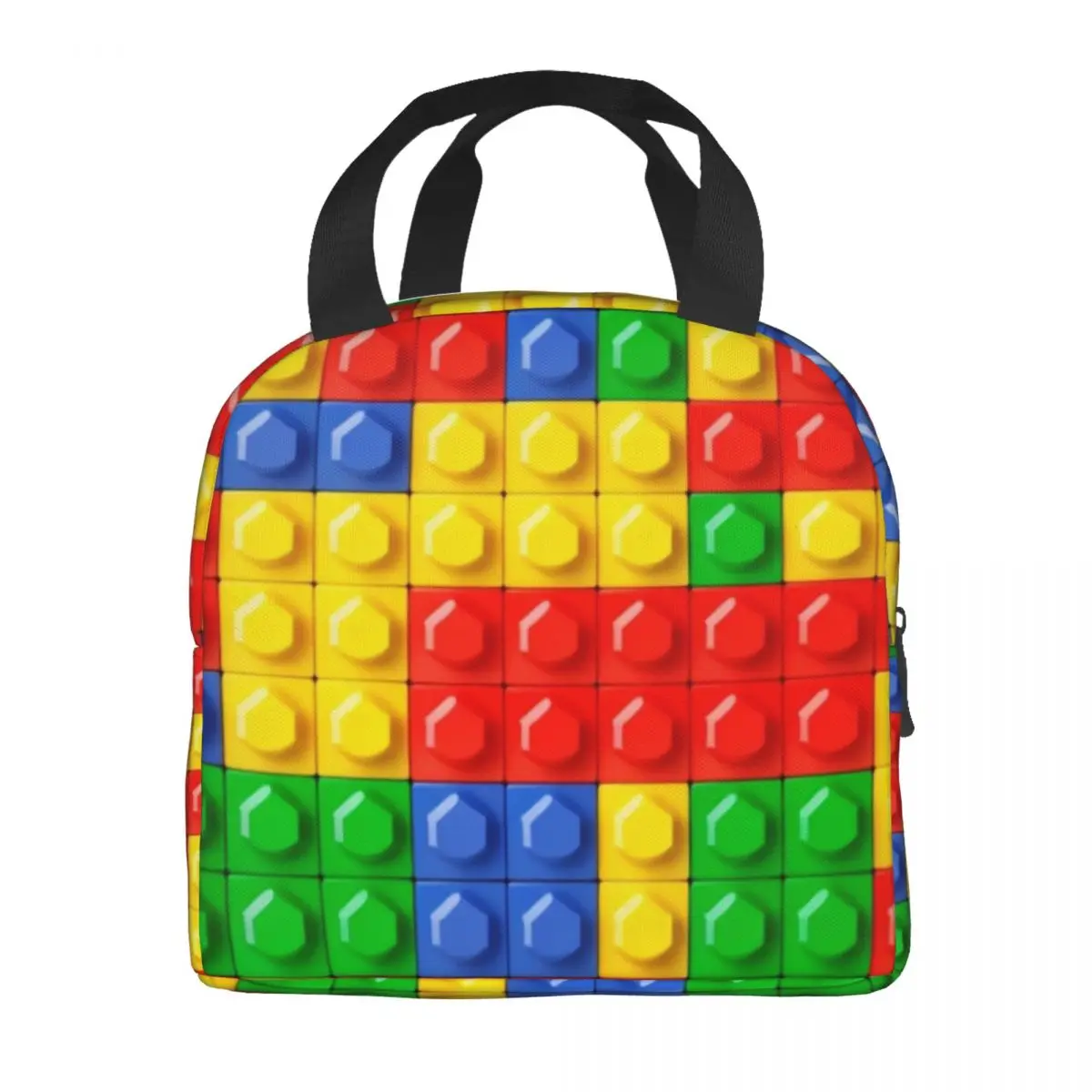 Custom Brick Builder Blocks Master Builder Insulated Lunch Tote Bag for Women Resuable Cooler Thermal Food Lunch Box Children 3