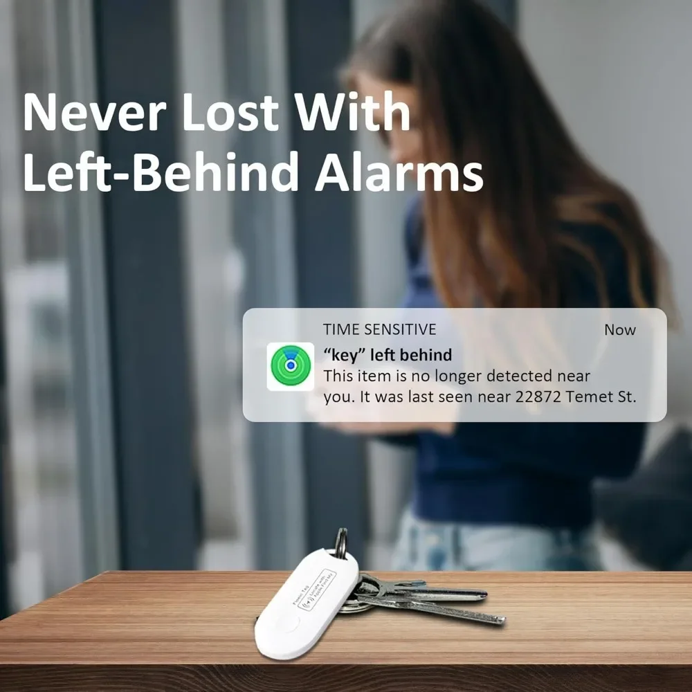Key Finder Locator with Sound, Item Tracker for Keys, Bags, Pet, Smart Tag Work with Apple Find My(iOS Only) Replaceable Battery