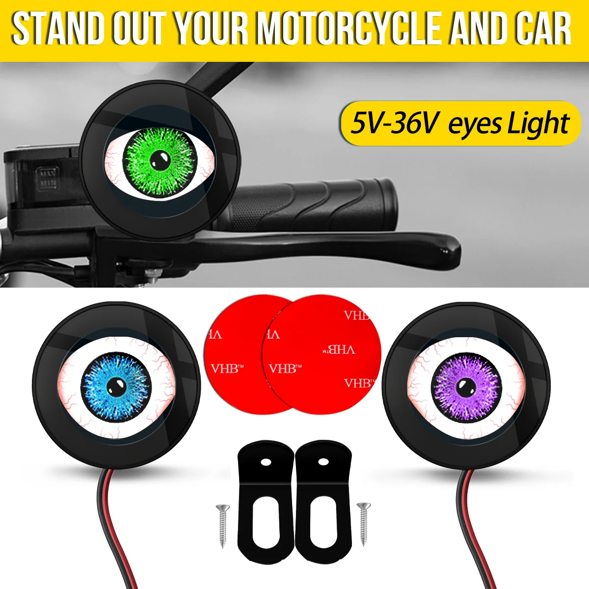 Cool Decoration Dynamic LED Car Headlights Devil Eye LED Car Light Headlight Assembly Modified Eagle Eye Light Cars Accessory