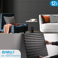 12pcs 50x50cm Stiker dinding 3d, dekorasi rumah panel dinding 3d, non-self-adhesive Kayu ukir berlian geometris potongan seni 3d