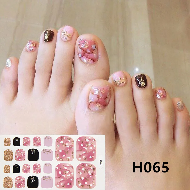Nail Stickers Decorative Stickers Nail Art Decoration Nail Decals 1PC Toenail art Full-Cover Sticker Sheet For ToeNail Sticker Nail Strips Flower Ink Glitter Pedicure