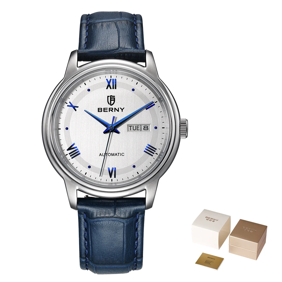 BERNY 20ATM Orologio meccanico da uomo Zaffiro AR Data Giorno Moda Colorato Cielo stellato Quadrante Cena Orologi da uomo d'affari luminosi  1511