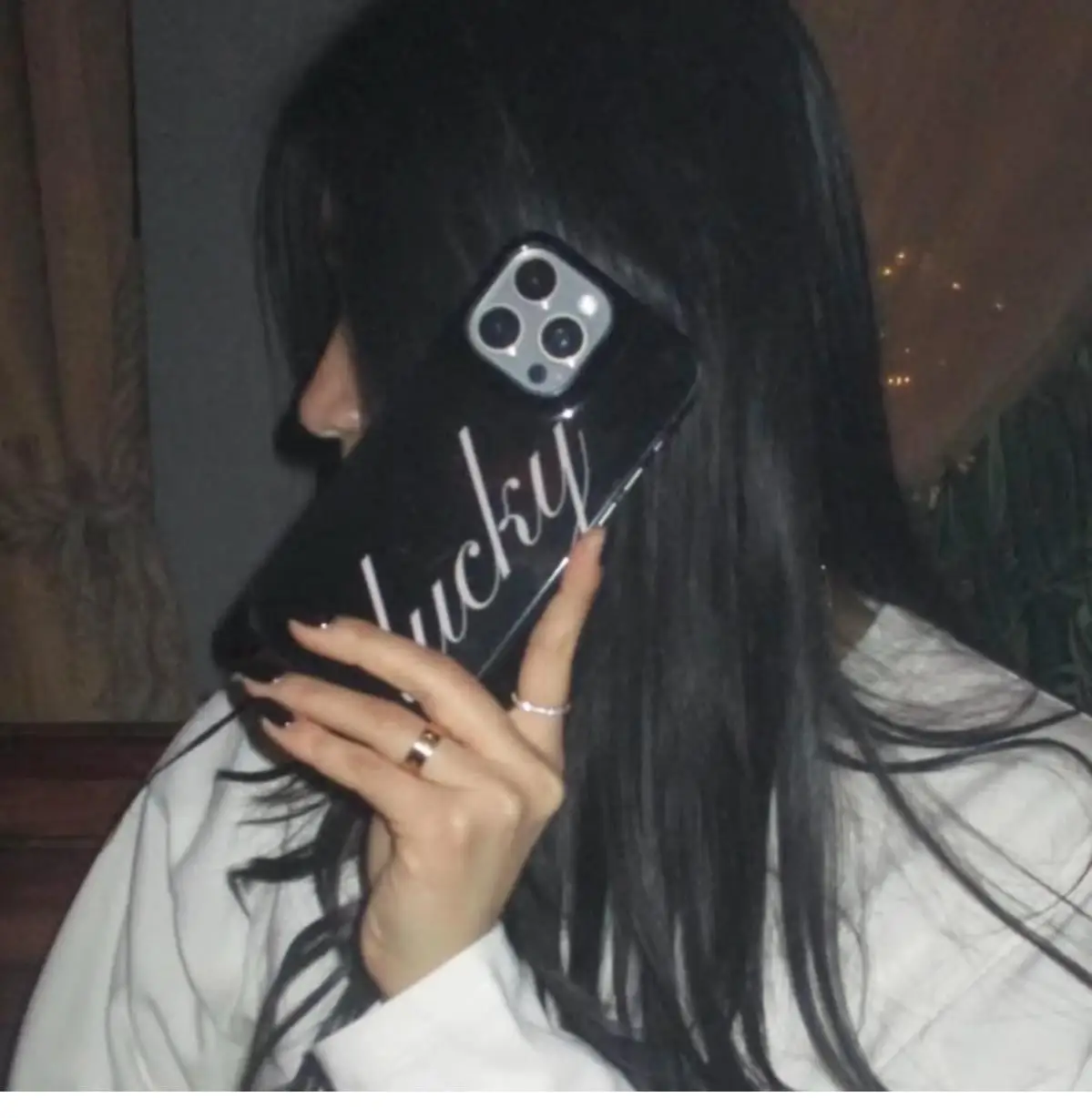 Y2K Lucky French English Phone Case - Black Cover