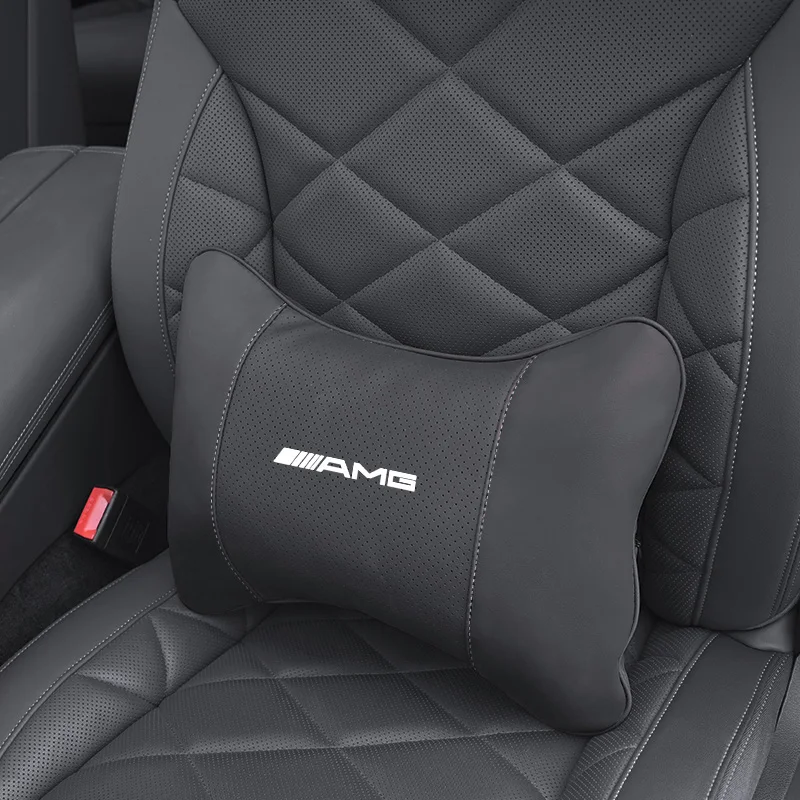 메르세데스 벤츠 AMG E S C A B 클래스 GLE GLS CLA CLE GLC CLS용 카시트 가죽 헤드레스트 요추 지지 쿠션 타이어 밸브 캡