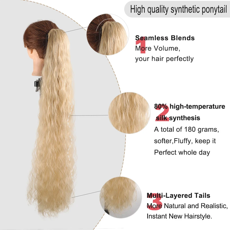 LUPU 36 inch Ponytail Women's Drawstring Ponytail long Wavy Ponytail Synthetic Ponytail Daily use
