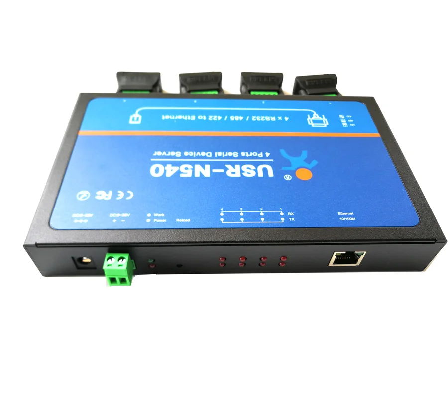 USR-N540 4포트 RS232 RS485 RS422-이더넷 RJ45 Modbus RTU 게이트웨이 직렬 장치 서버(SSL/TSL MQTT 포함)