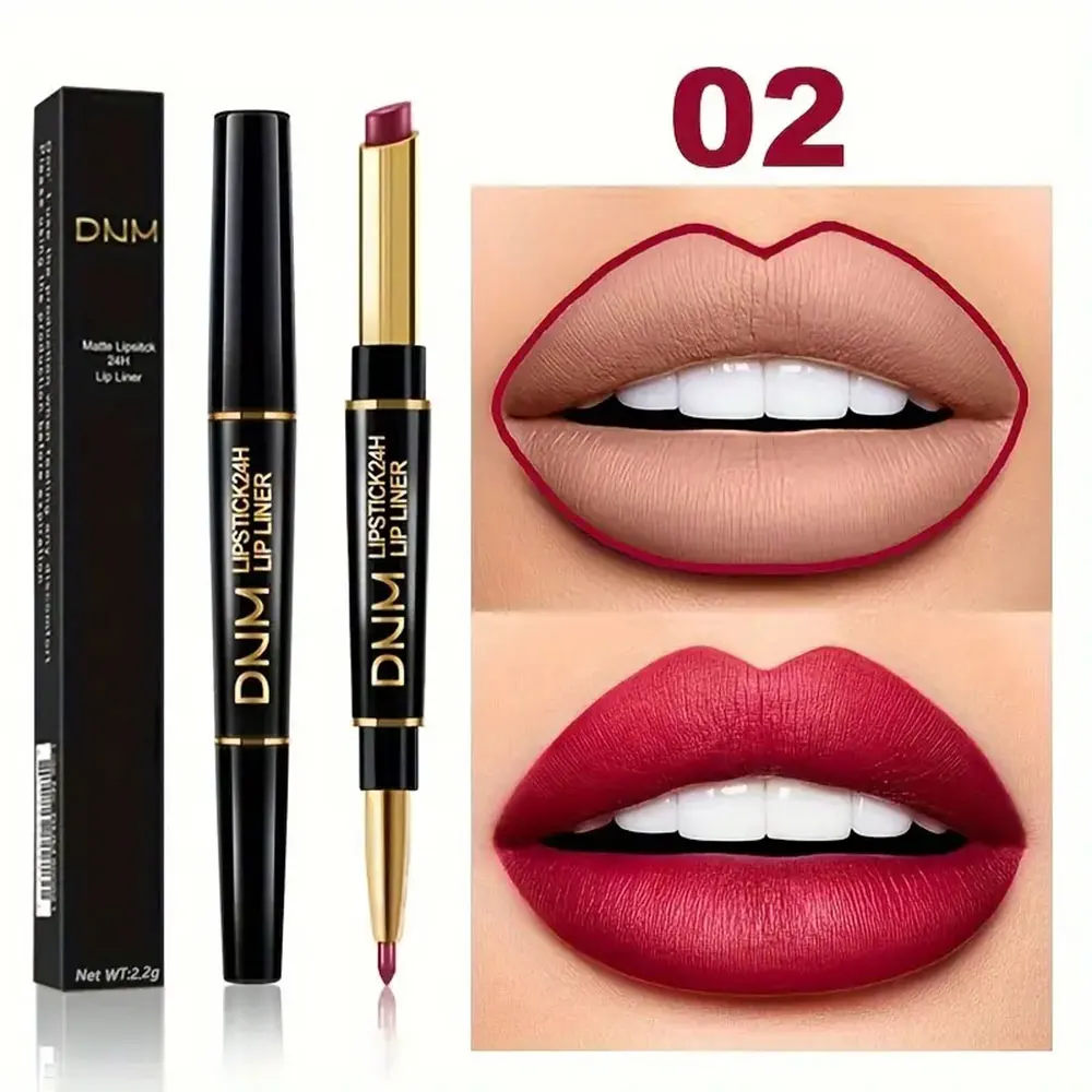 Dual-End Non-Stick Long-Lasting Lipstick & Lip Liner - High Pigment & Waterproof Valentine's Day Gift