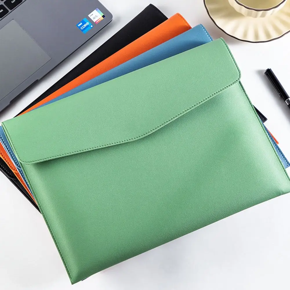 High Quality A4 Leather Document Pouch Large Capacity Leather File Folder Briefcase File Bag File Organizer Pouch Document Bag