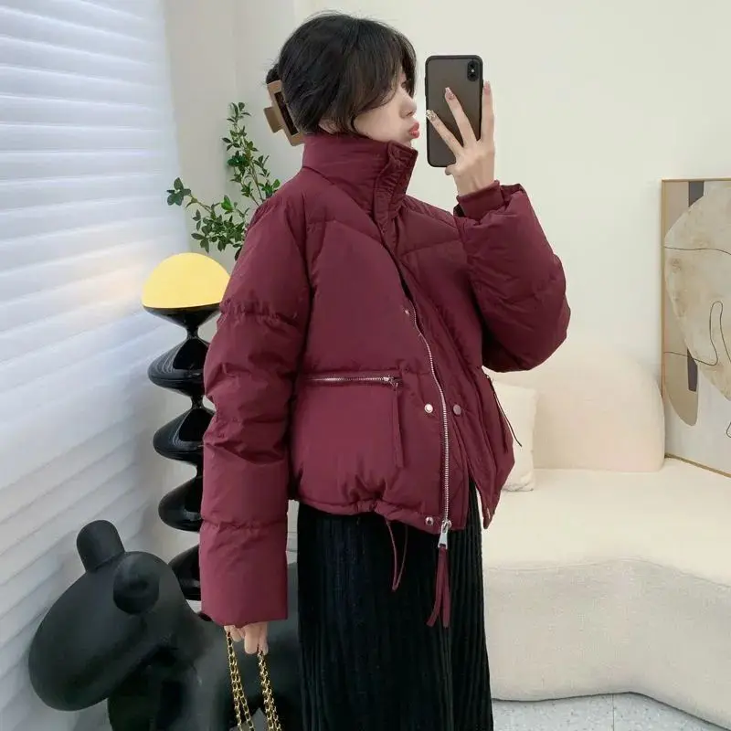 2023 New Women Cotton Clothes Short All-Match Stand Collar Thickened Thermal Cotton-Padded Clothes Hooded Coat