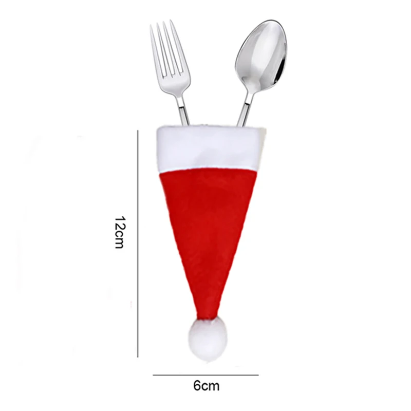 200/100/10/1PCS Christmas Fork Knife Cutlery Bag Home Decor Xmas Hats Decorations Tableware Holder Bag Christmas Ornament