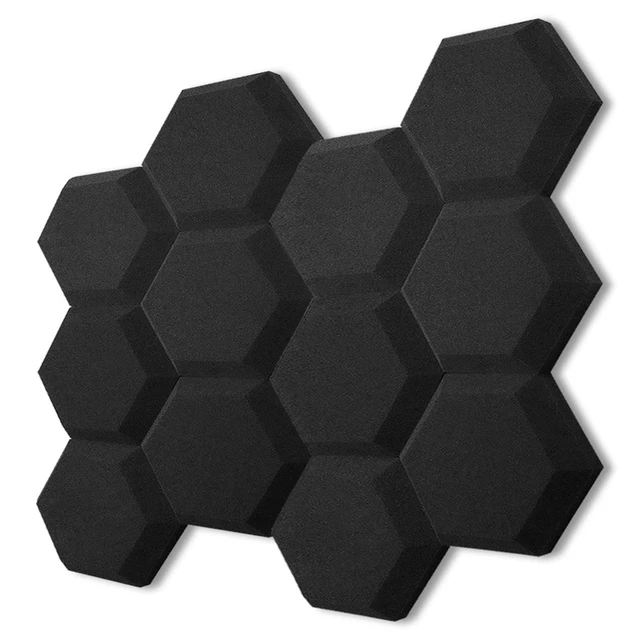 Mousse d'isolation acoustique hexagonale pour studio, lot de 6 ou 12  pièces, panneau de traitement