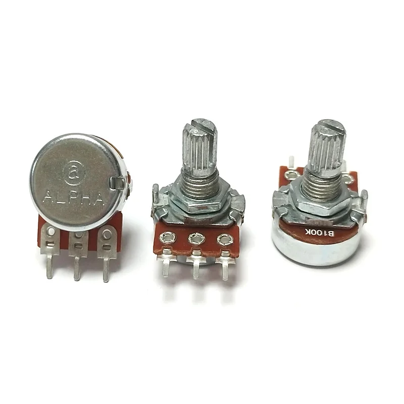 ALPHA WH148 Single Linked Type 16 3pin Potentiometer B1K 5K 10K 20K 50K 100K 103 104 Handle Length 15mm Adjustable Resistance multiturn potentiometer linear potentiometer rotary potentiometer potentiometer kit trimmer potentiometer adjustable resistor