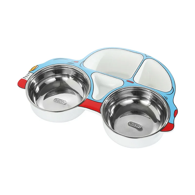 Cartoon Car Shaped Divided Baby and Toddler Plates Non-Slip Unbreakable Children durable baby toddlers Divided Baby plate