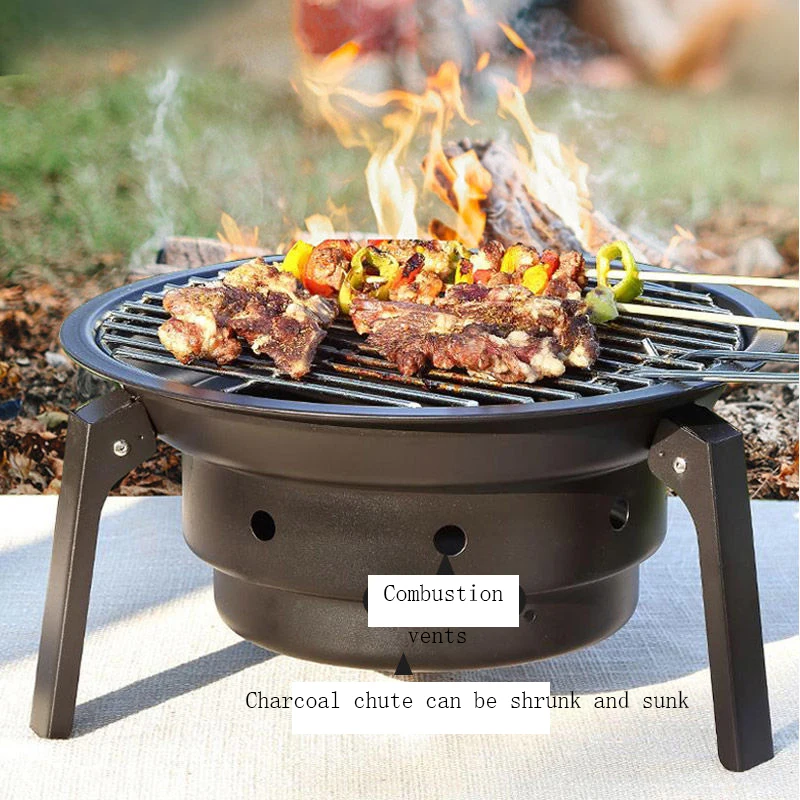 Charcoal Grill Portable BBQ Grill Small Portable Charcoal Grill Mini BBQ  Grill Hibachi Grill Charcoal for Camping Outdoor Cooking Picnics Beach  Hiking