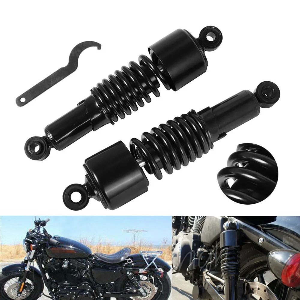 

Black 267mm Rear Shock Absorbers Motorcycle Adjustable Suspension Shocks Spring for Harley Sportster 883 1200 Touring Road King