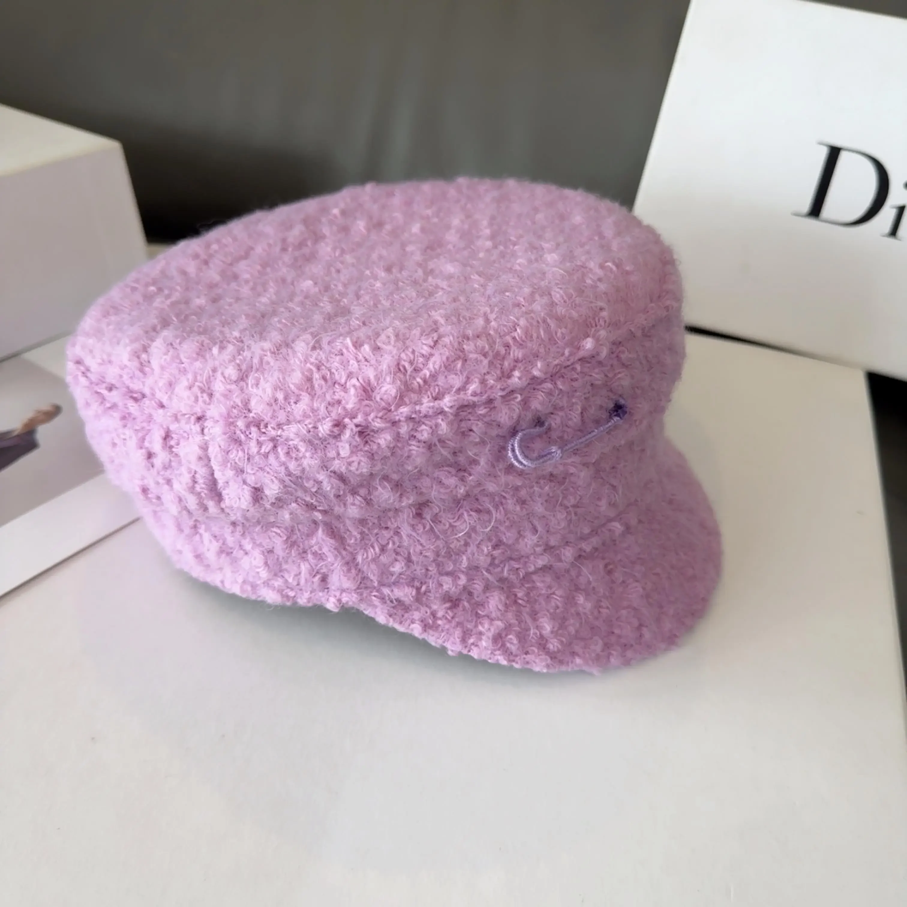 Newasboy Winter Caps Lamb Hair Casual Hats Letter