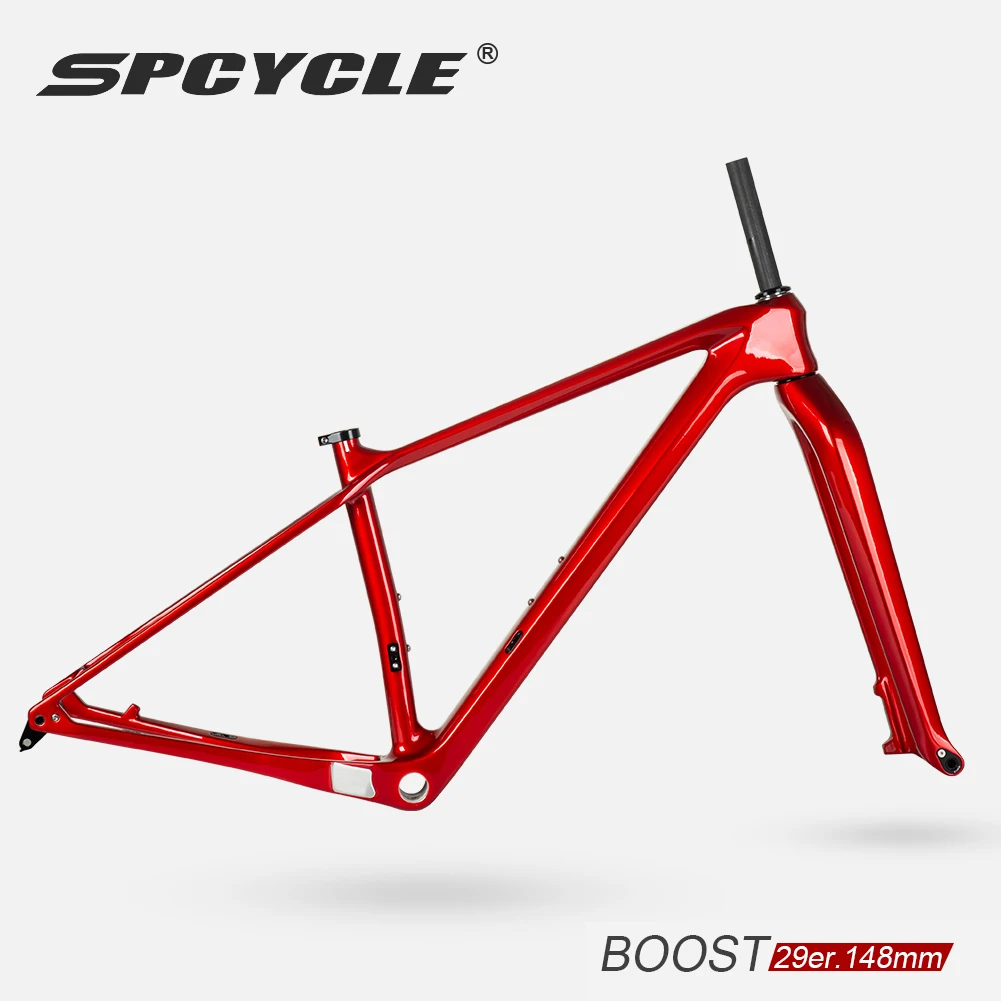

Spcycle 29er Carbon MTB Frame BSA 12x148mm Boost Mountain Bike Carbon Frameset With 15x110mm Rigid Fork