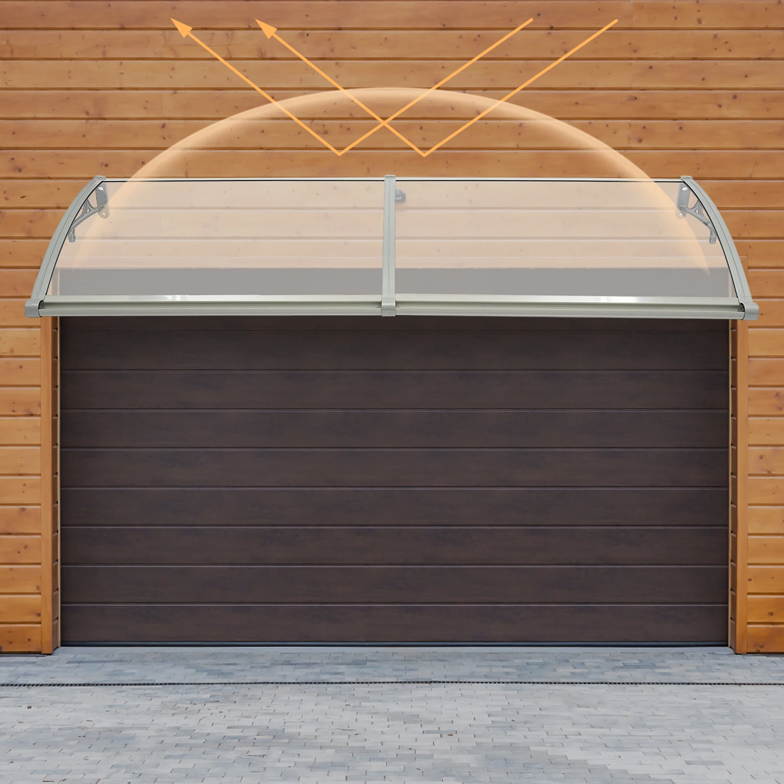 200CM Transparent Front Door Arch Rainshed Sun Protection Door Roof Aluminum Alloy Canopy Awning w/Sink for Outdoor Balcony